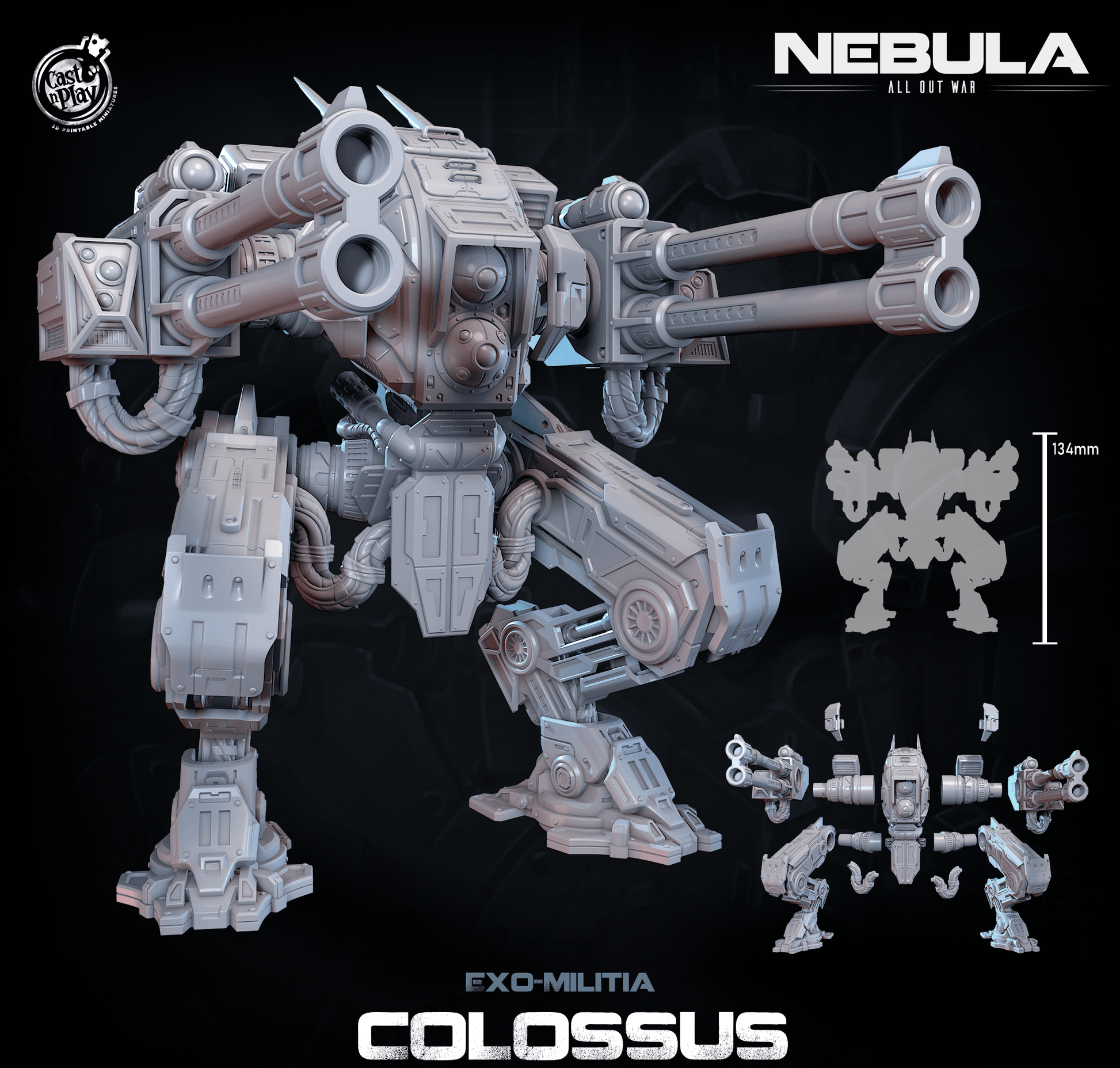 3D Printed Cast n Play Exo Militia Colossus (Titan) Nebula All Out War 28mm 32mm D&D - 3D Printing Boss 