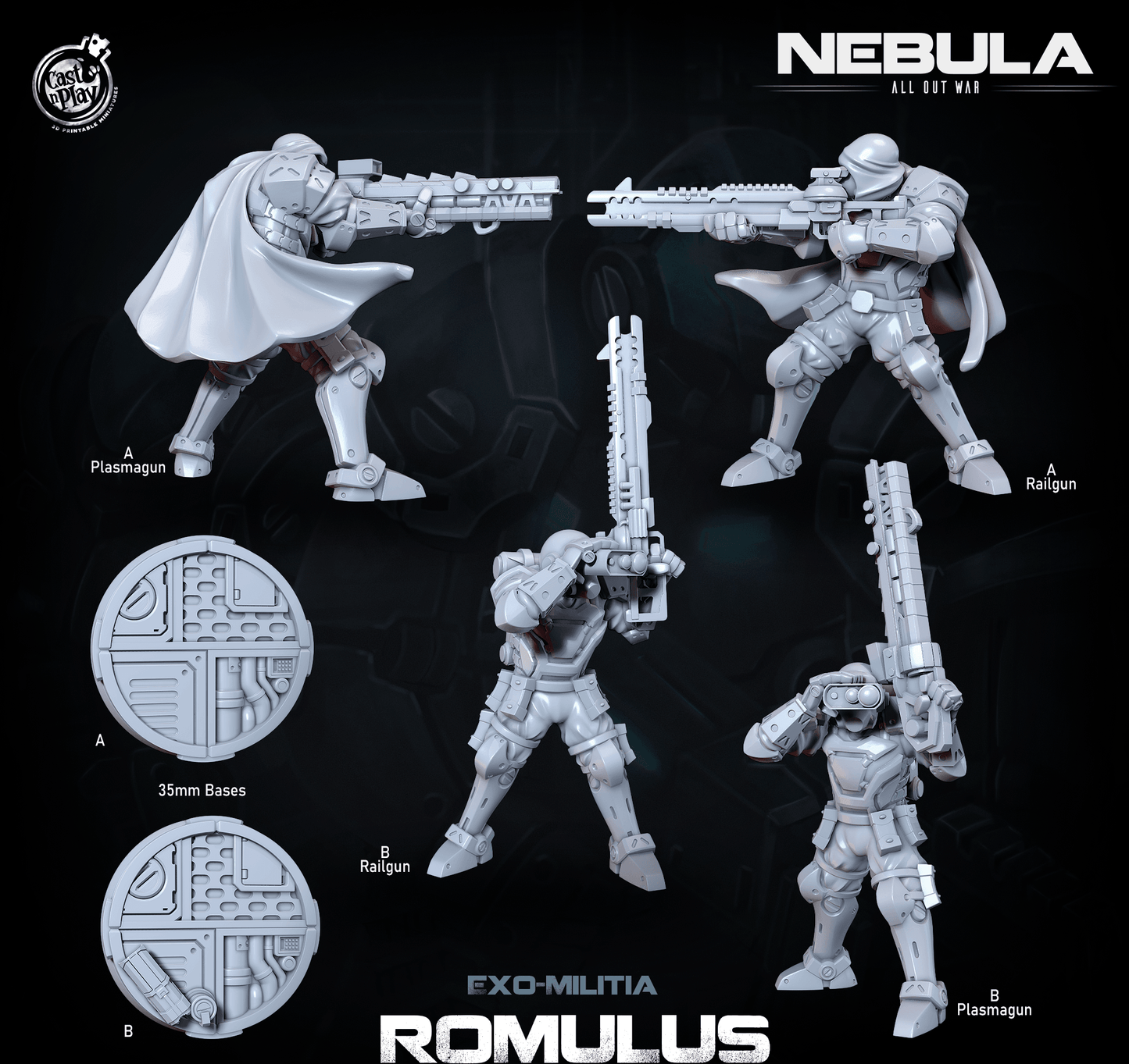3D Printed Cast n Play Exo Militia Romulus (Snipers) Nebula All Out War 28mm 32mm D&D - 3D Printing Boss 