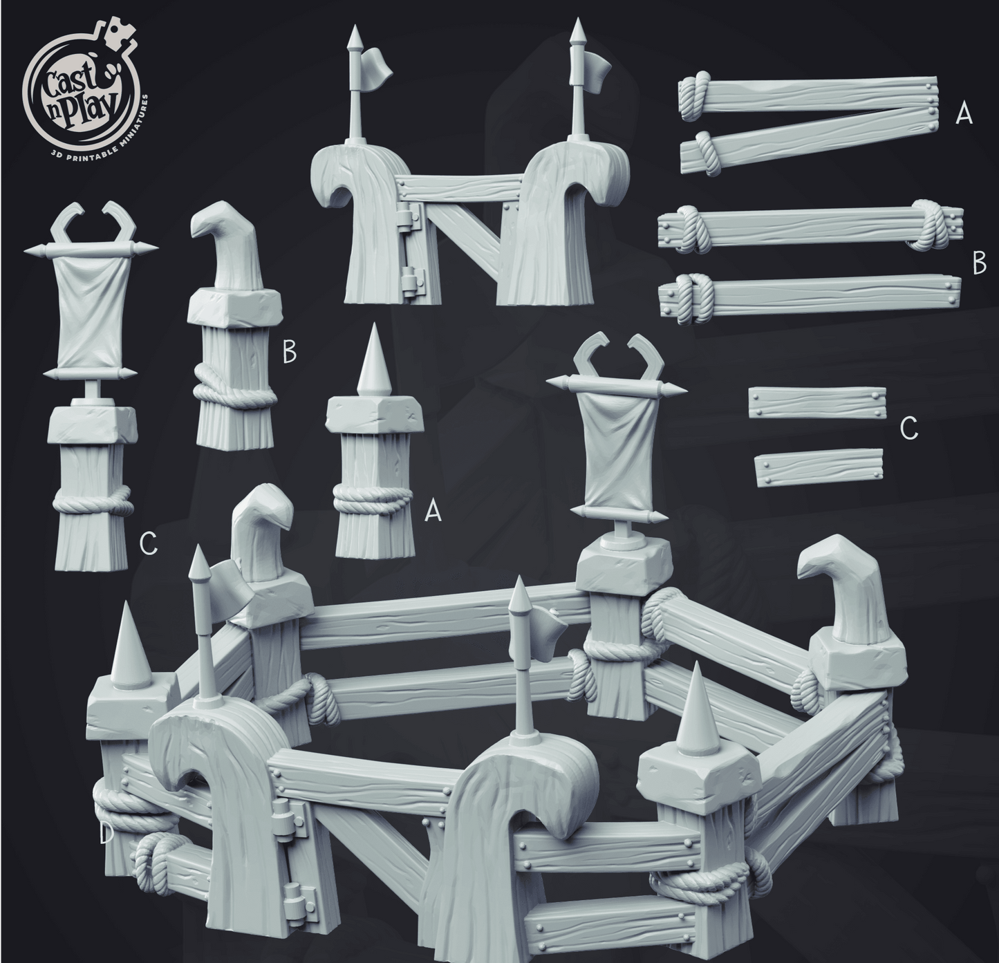 3D Printed Cast n Play - Fighting Pit 28mm 32mm D&D - 3D Printing Boss 