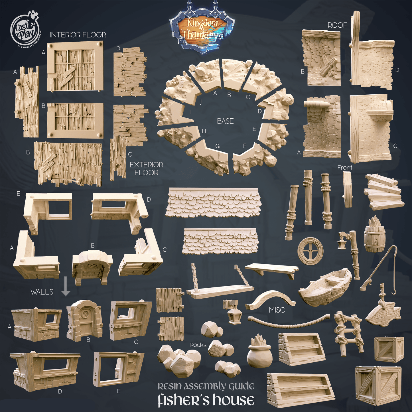 3D Printed Cast n Play Fisher's House Kingdom Of Thamarya 28mm 32mm D&D - 3D Printing Boss 
