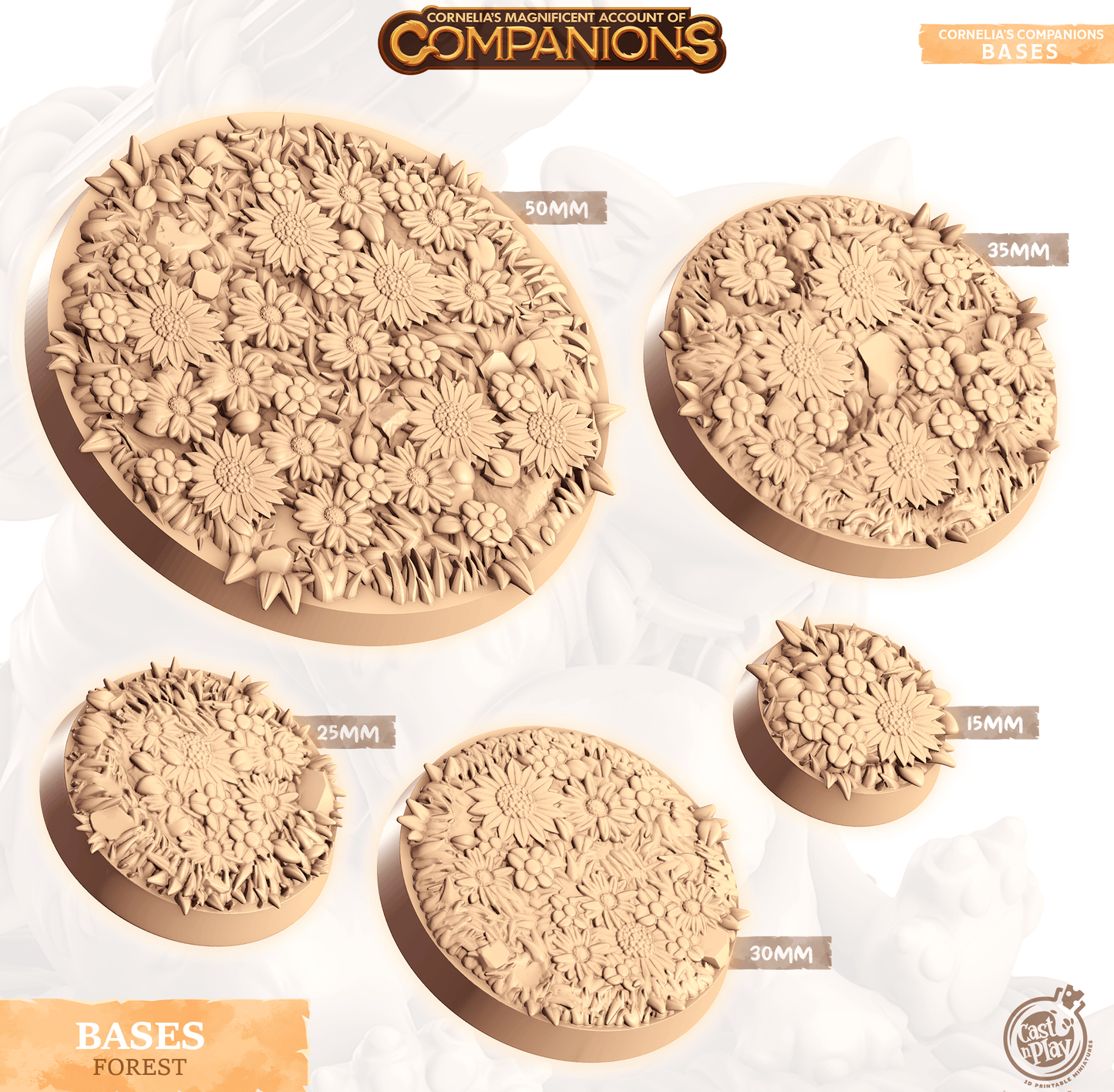 3D Printed Cast n Play Forest Bases Companion's Bases - Master Pack Companions 28mm 32mm D&D - 3D Printing Boss 