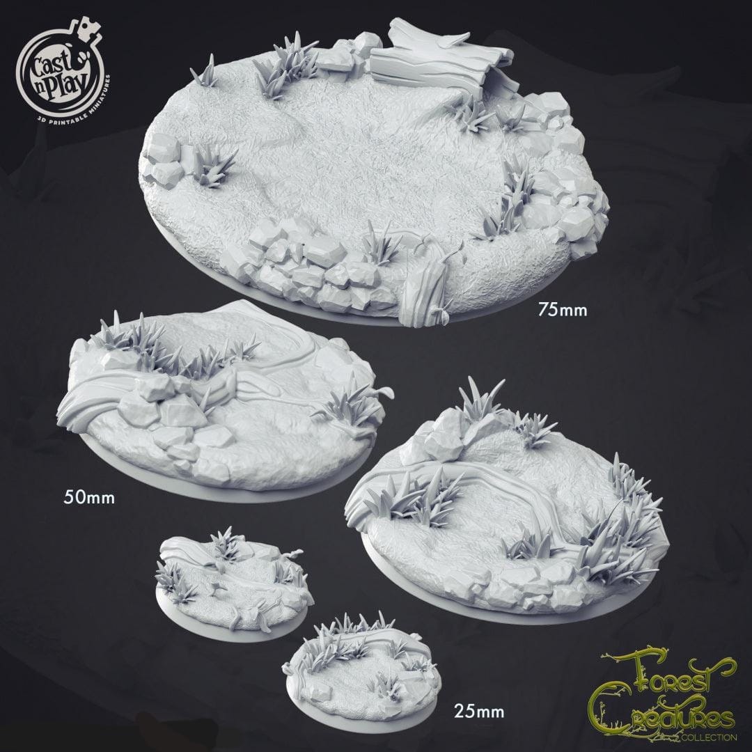 3D Printed Cast n Play Forest Creature Bases 28mm 32mm D&D - 3D Printing Boss 