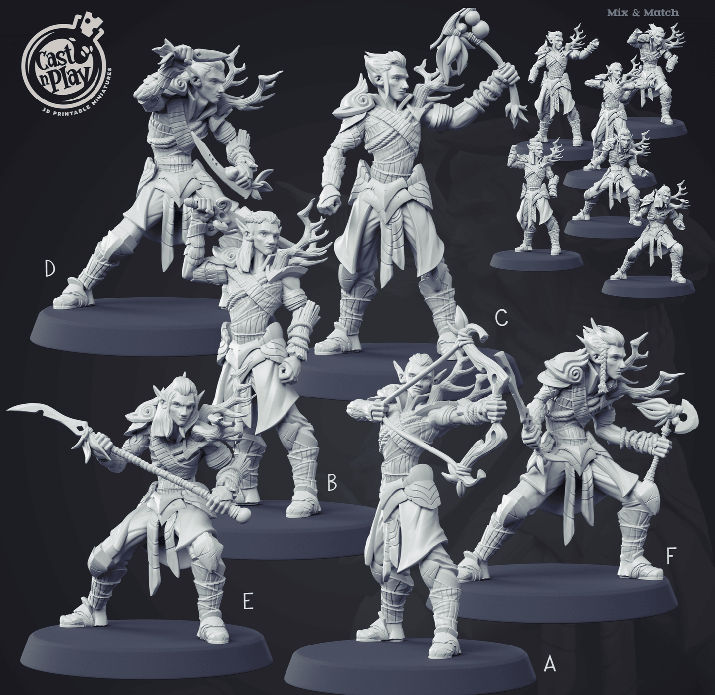 3D Printed Cast n Play Forest Elves Set 28mm 32mm D&D - 3D Printing Boss 