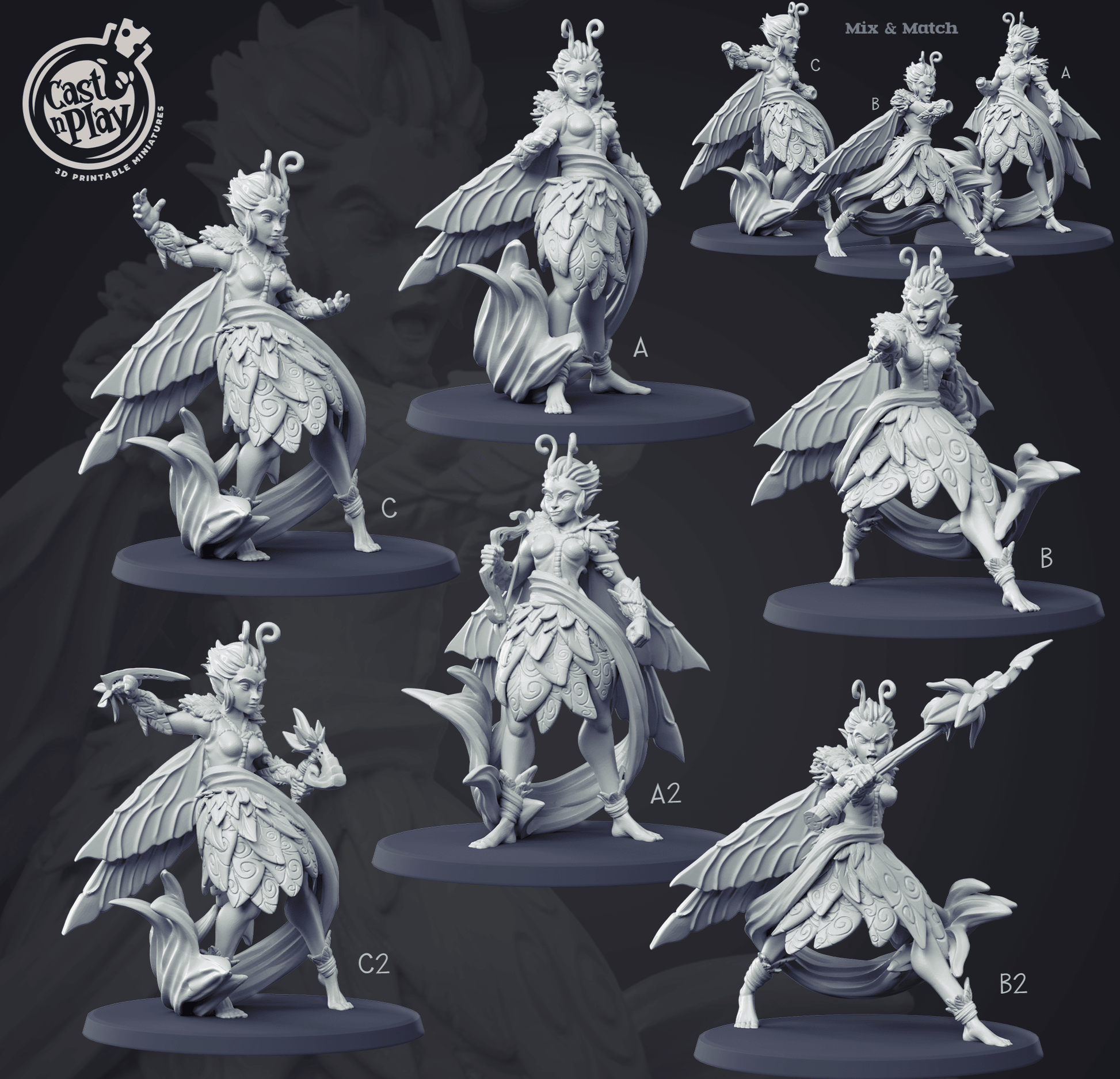3D Printed Cast n Play - Forest Sprite Set 28mm 32mm D&D - 3D Printing Boss 