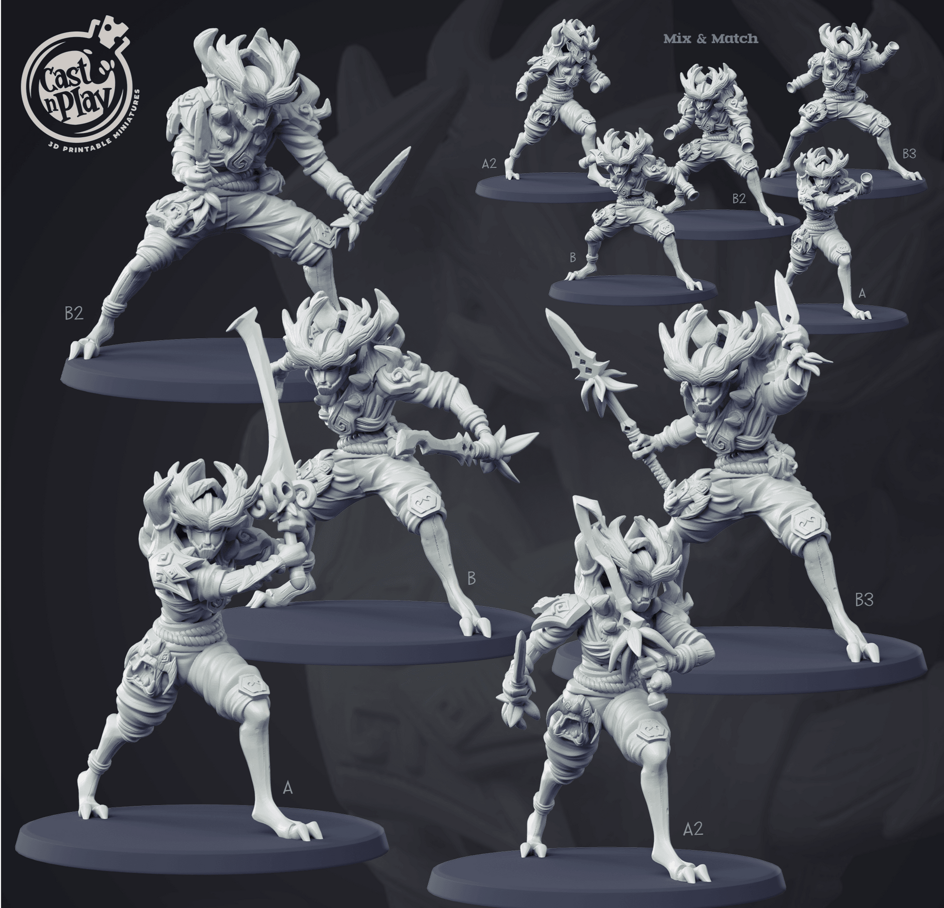 3D Printed Cast n Play Forest Warrior Set 28mm 32mm D&D - 3D Printing Boss 