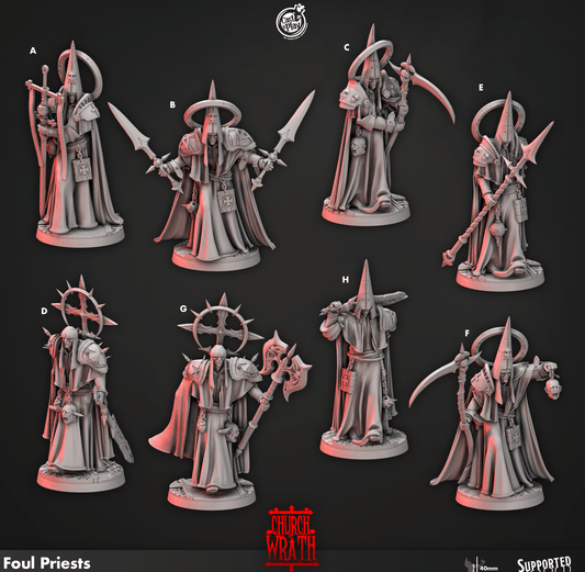 3D Printed Cast n Play Foul Priests Church of Wrath 28mm 32mm D&D - 3D Printing Boss 