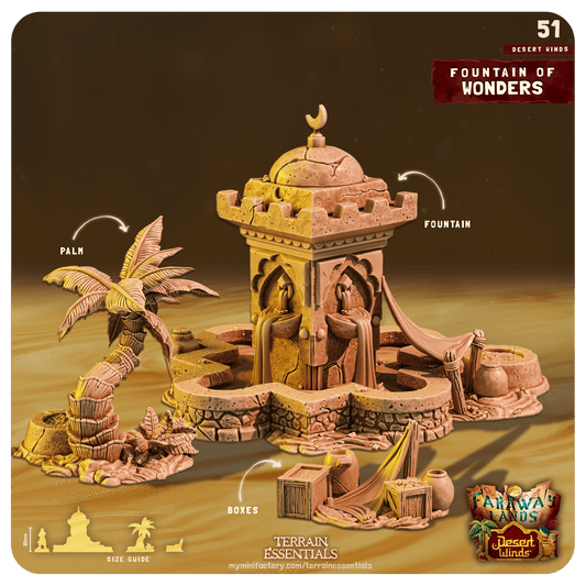 3D Printed Cast n Play Fountain of Wonders Desert Winds Terrain Set 28mm 32mm D&D - 3D Printing Boss 