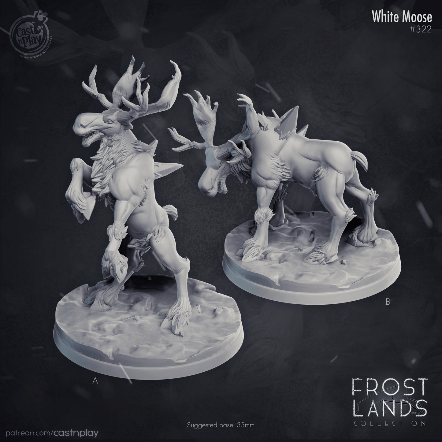 3D Printed Cast n Play Frost Lands Collection White Moose 28mm 32mm D&D - 3D Printing Boss 