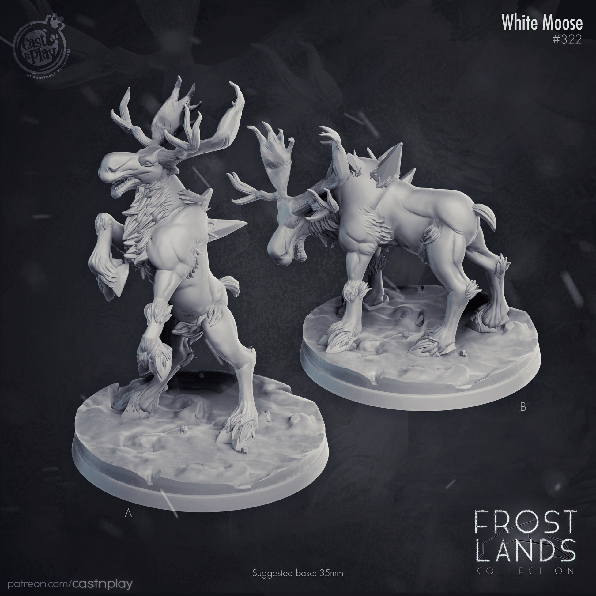 3D Printed Cast n Play Frost Lands Collection White Moose 28mm 32mm D&D - 3D Printing Boss 