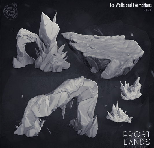 3D Printed Cast n Play Frostlands - Arctic Ice Wall Scatter Terrain 28mm 32mm D&D - 3D Printing Boss 