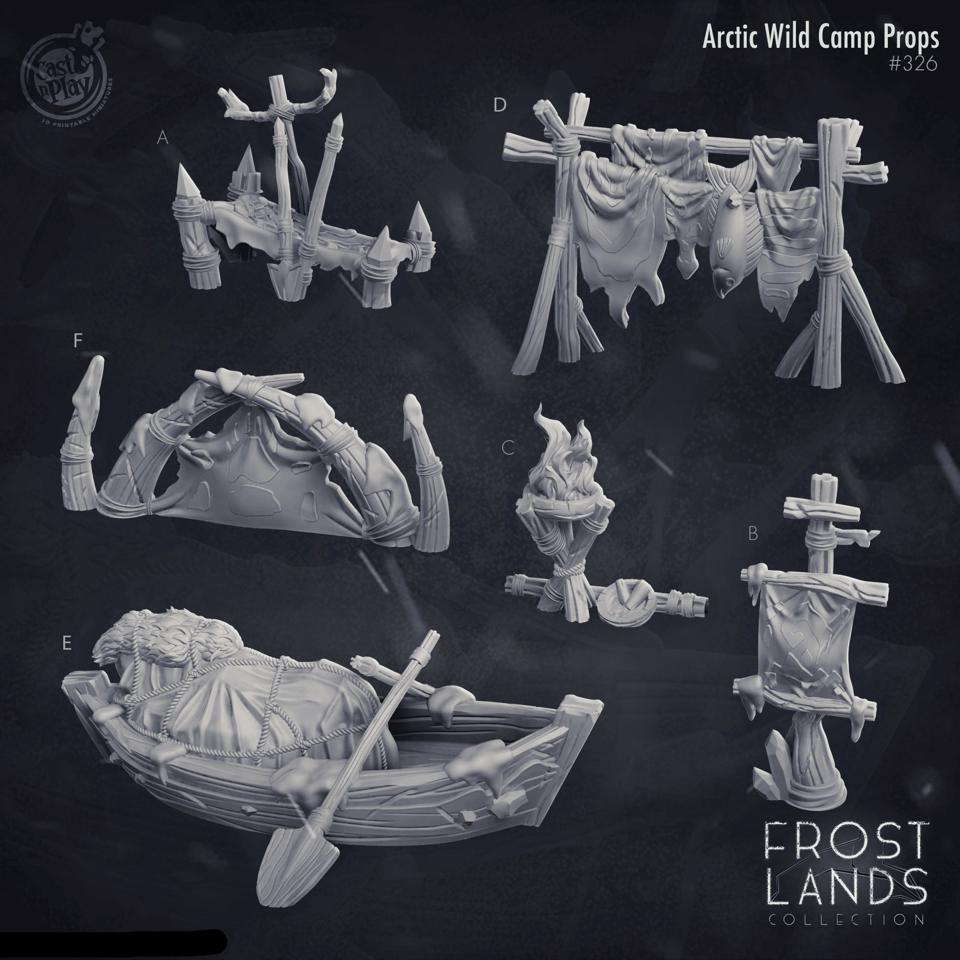 3D Printed Cast n Play Frostlands  Arctic Wild Camp Props 28mm 32mm D&D - 3D Printing Boss 