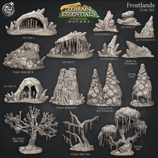 3D Printed Cast n Play Frostlands Core Set Frostlands Terrain Set Terrain Essentials Nature 28mm 32mm D&D - 3D Printing Boss 