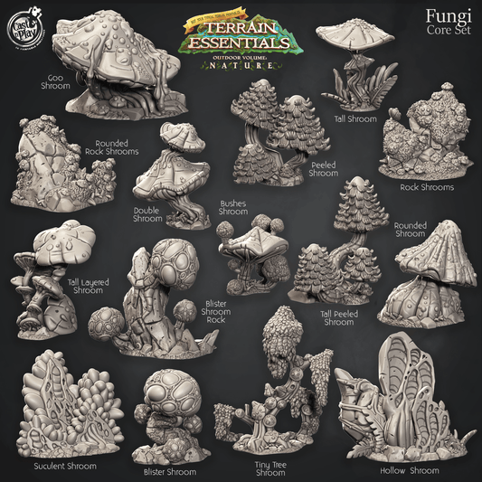 3D Printed Cast n Play Fungi Core Set Fungi Terrain Set Terrain Essentials Nature 28mm 32mm D&D - 3D Printing Boss 