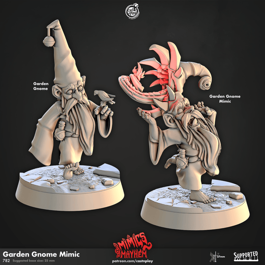 3D Printed Cast n Play Garden Gnome Mimic Mimics Mayhem Set 28mm 32mm D&D - 3D Printing Boss 