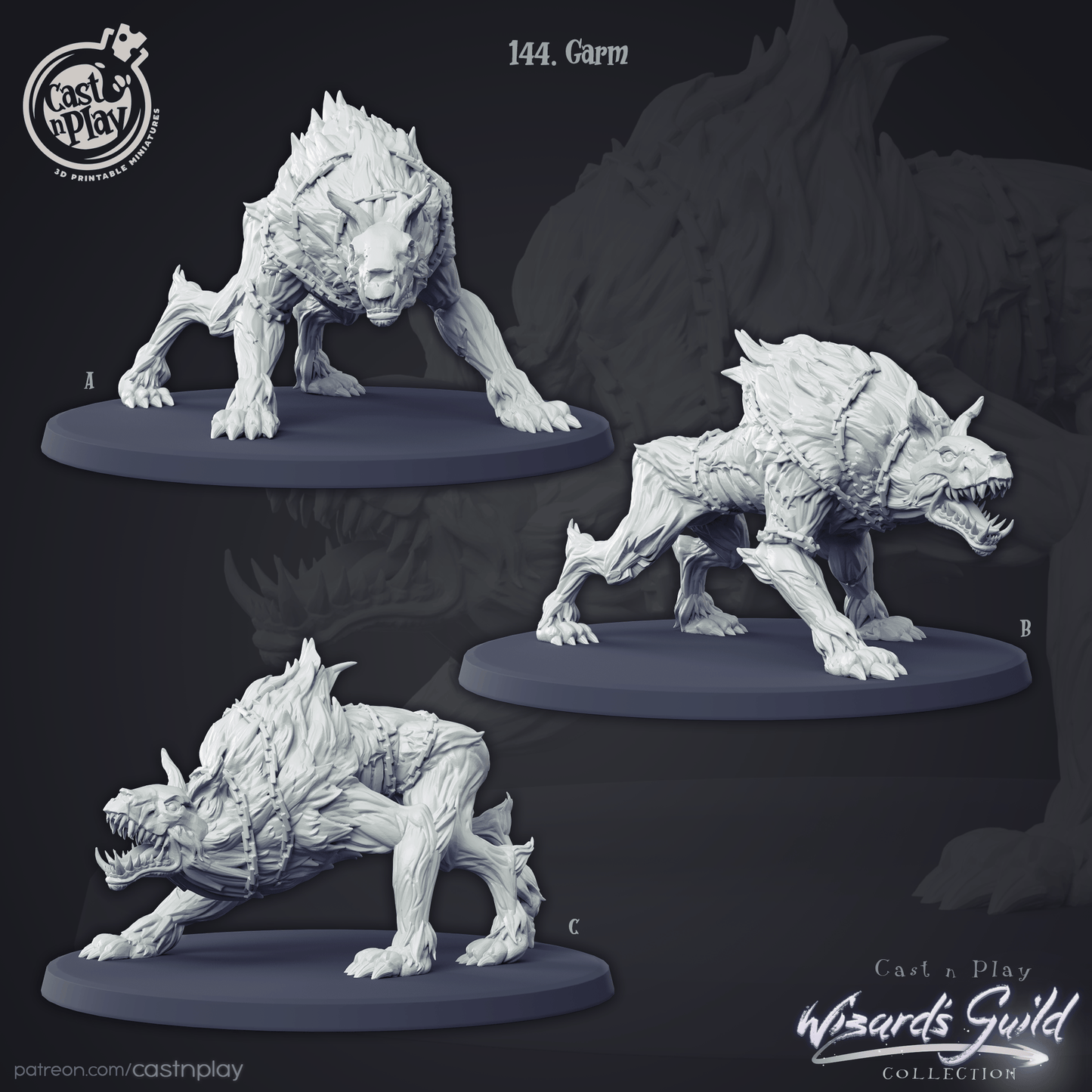 3D Printed Cast n Play Garm Hell Hound 28mm 32mm D&D - 3D Printing Boss 