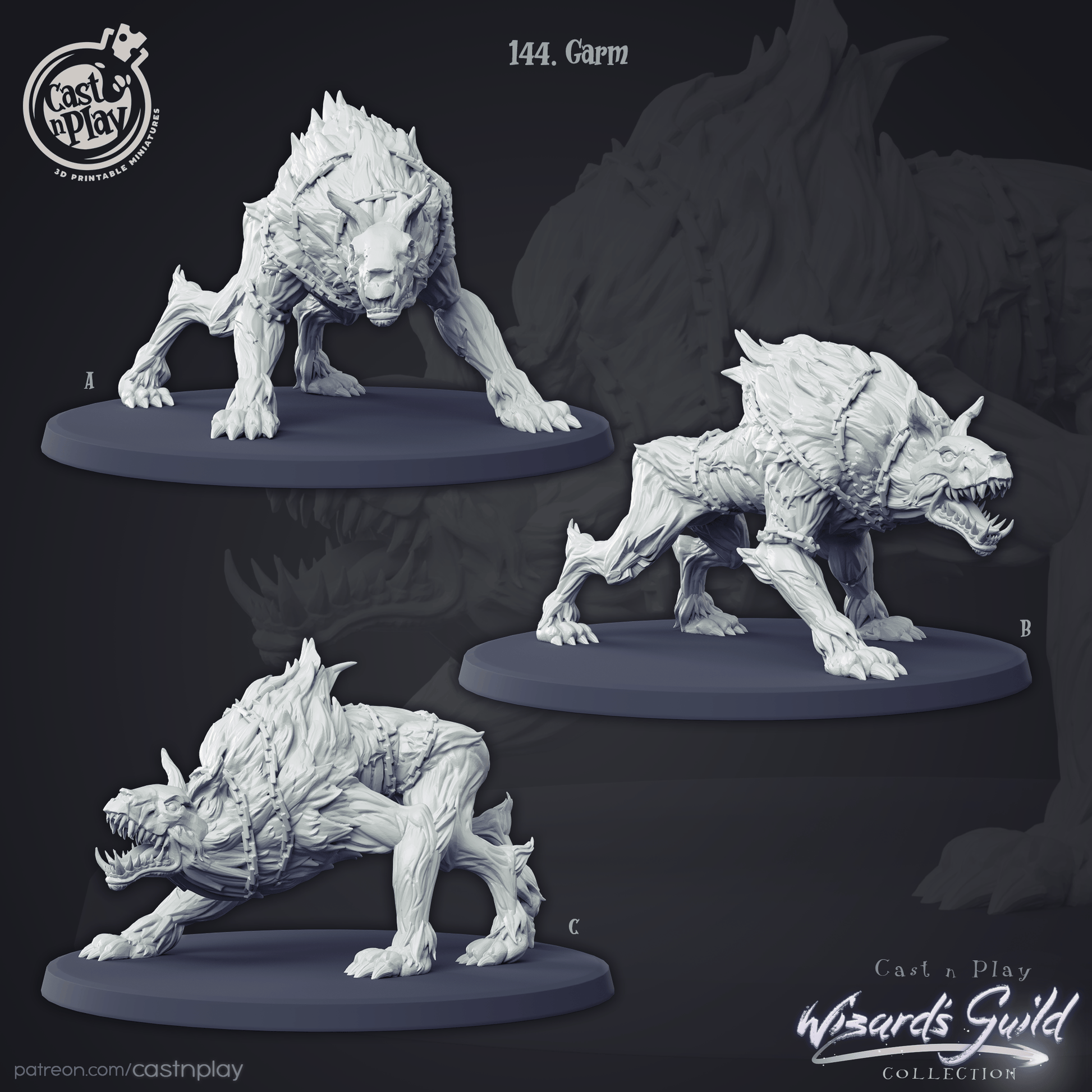 3D Printed Cast n Play Garm Hell Hound 28mm 32mm D&D - 3D Printing Boss 