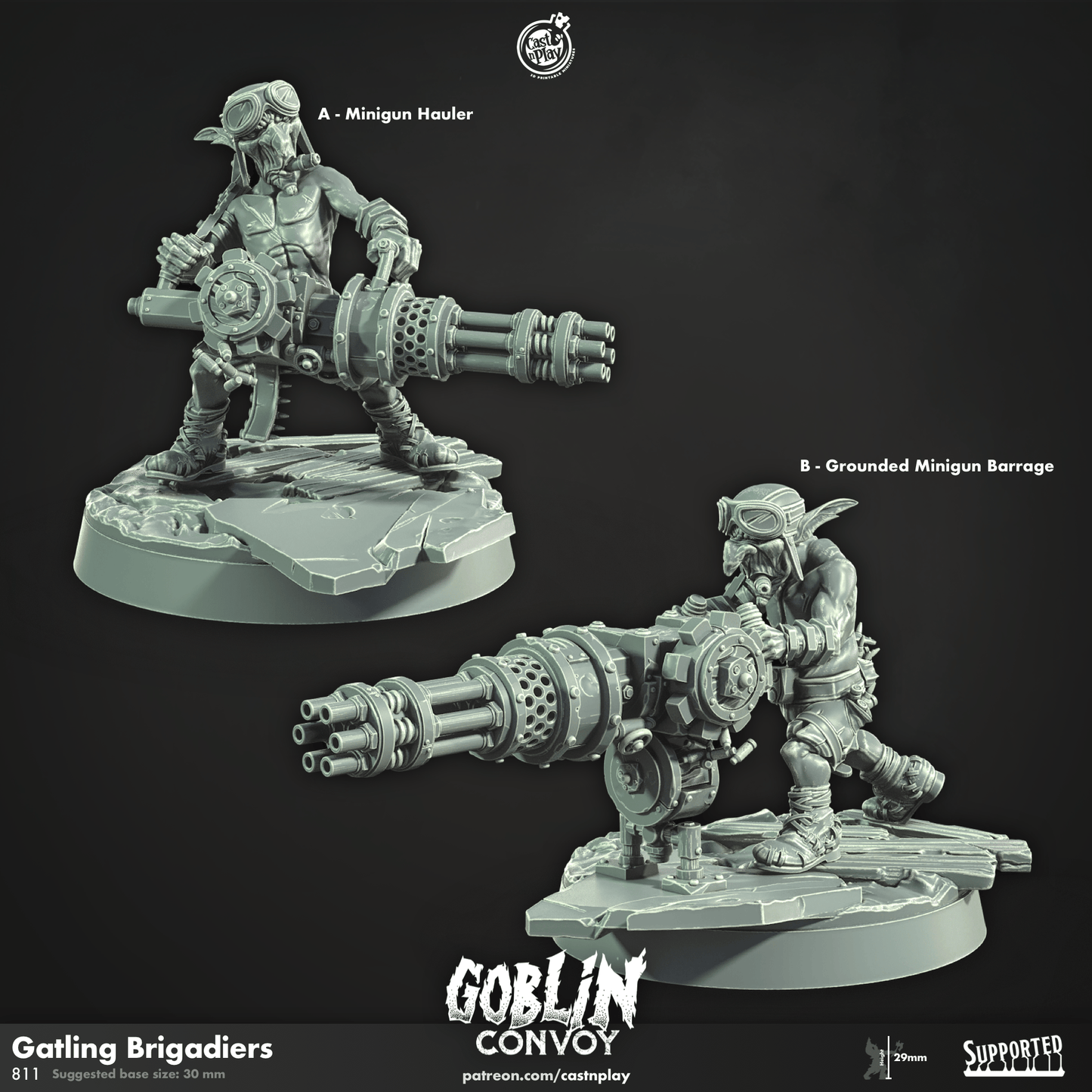 3D Printed Cast n Play Gatling Brigadiers The Goblin Convoy 28mm 32mm D&D - 3D Printing Boss 