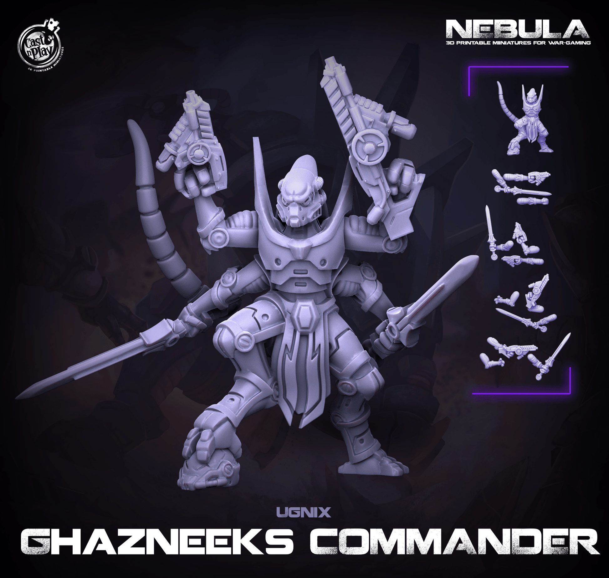 3D Printed Cast n Play Ghazneeks Commander Nebula Origins 28mm 32mm D&D - 3D Printing Boss 