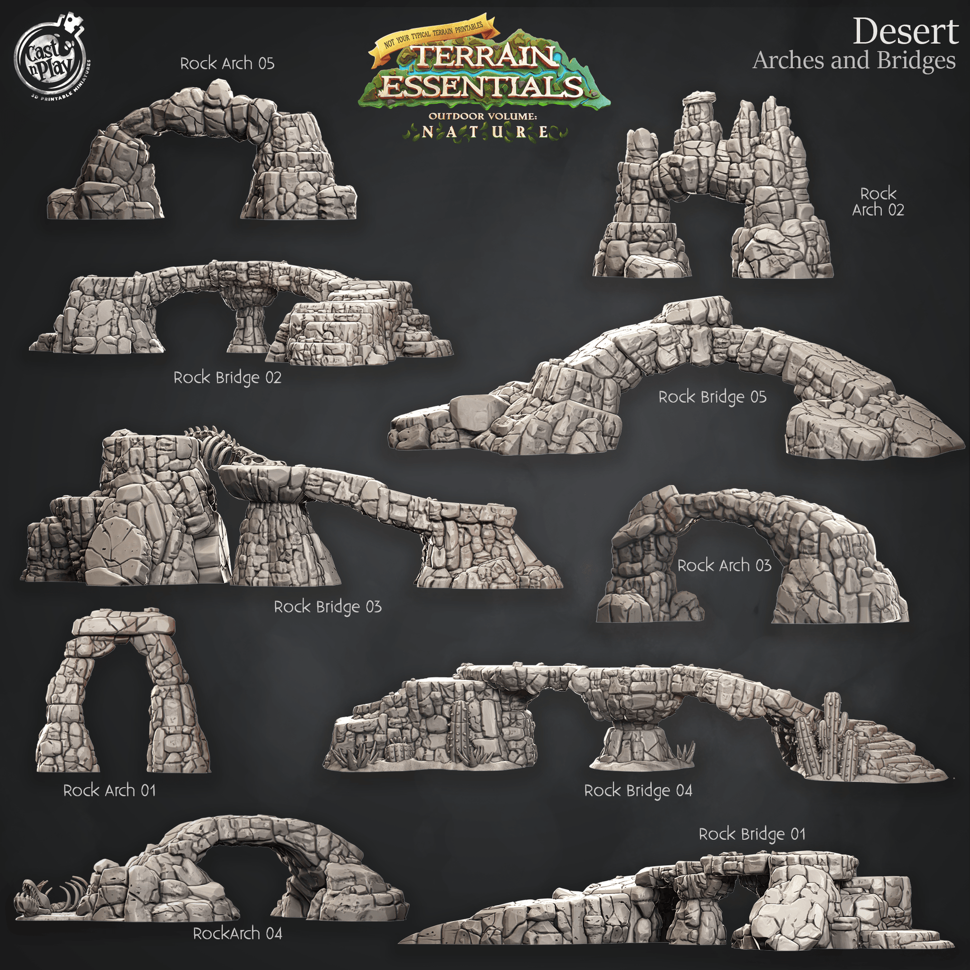 3D Printed Cast n Play Giant Bridges and Arches Desert Terrain Set Terrain Essentials Nature 28mm 32mm D&D - 3D Printing Boss 