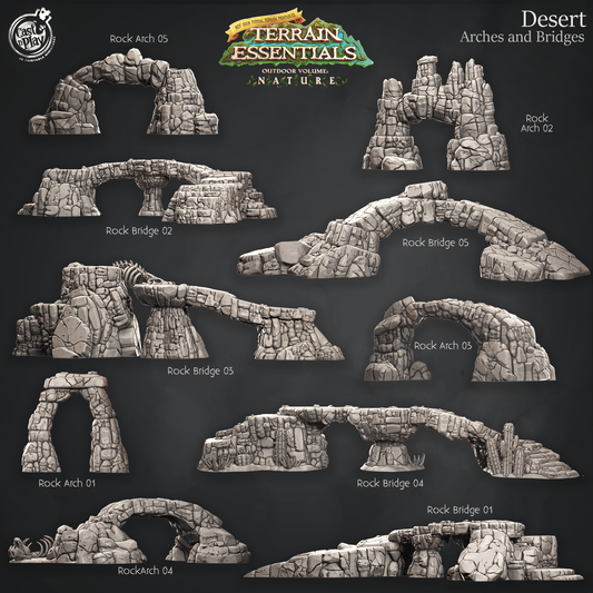 3D Printed Cast n Play Giant Bridges and Arches Desert Terrain Set Terrain Essentials Nature 28mm 32mm D&D - 3D Printing Boss 