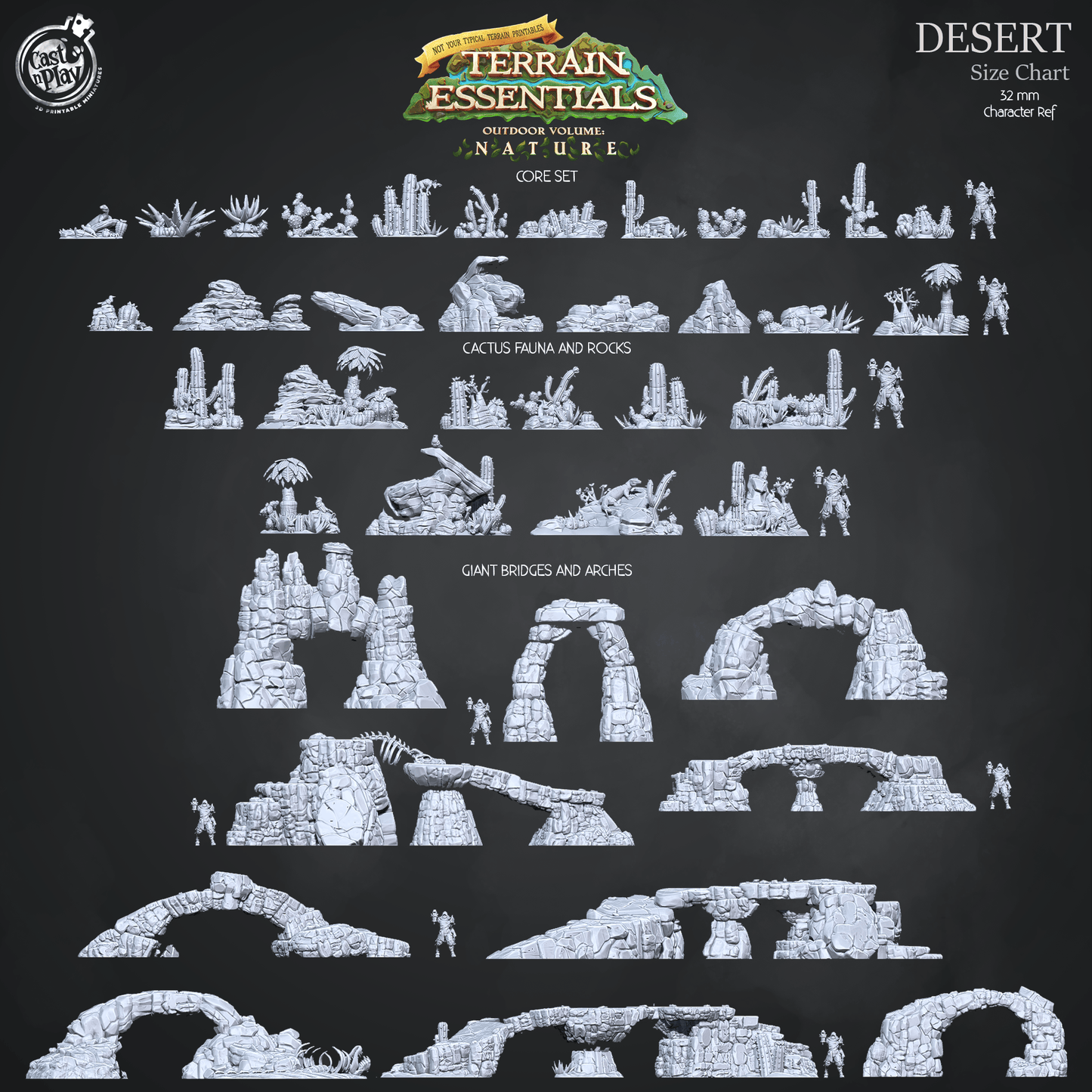 3D Printed Cast n Play Giant Bridges and Arches Desert Terrain Set Terrain Essentials Nature 28mm 32mm D&D - 3D Printing Boss 