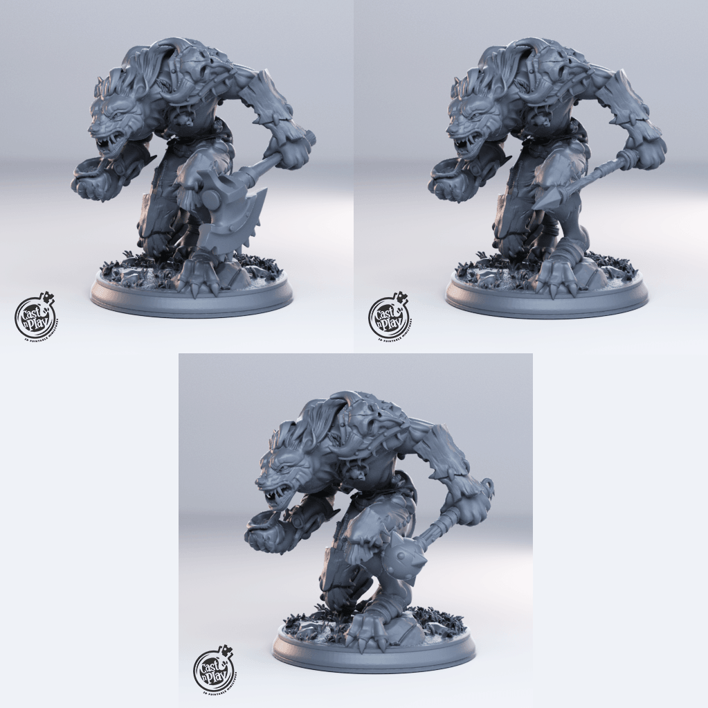 3D Printed Cast n Play Gnoll Leader Set Townsfolk 28mm 32mm D&D - 3D Printing Boss 