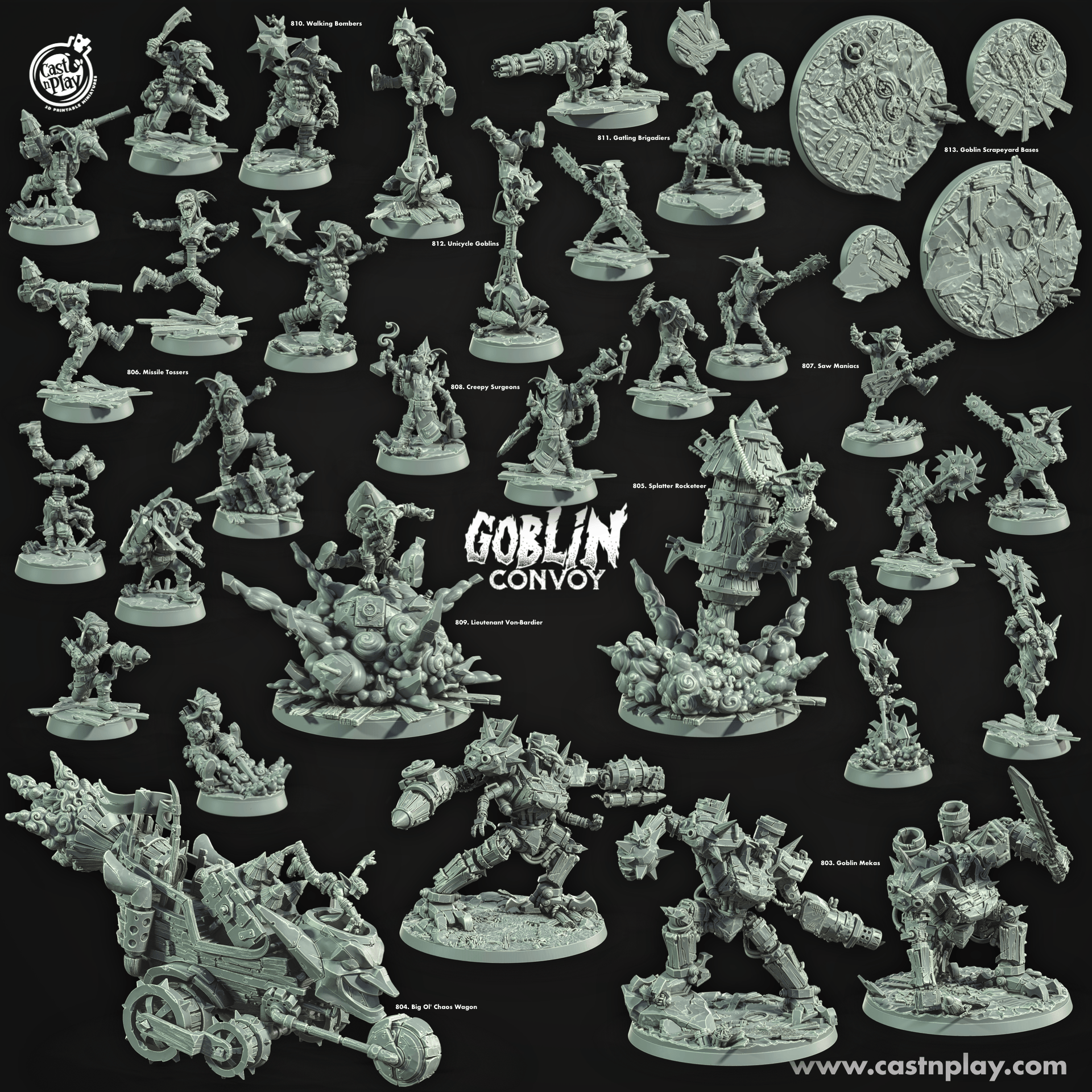 3D Printed Cast n Play Goblin Mekas The Goblin Convoy 28mm 32mm D&D - 3D Printing Boss 