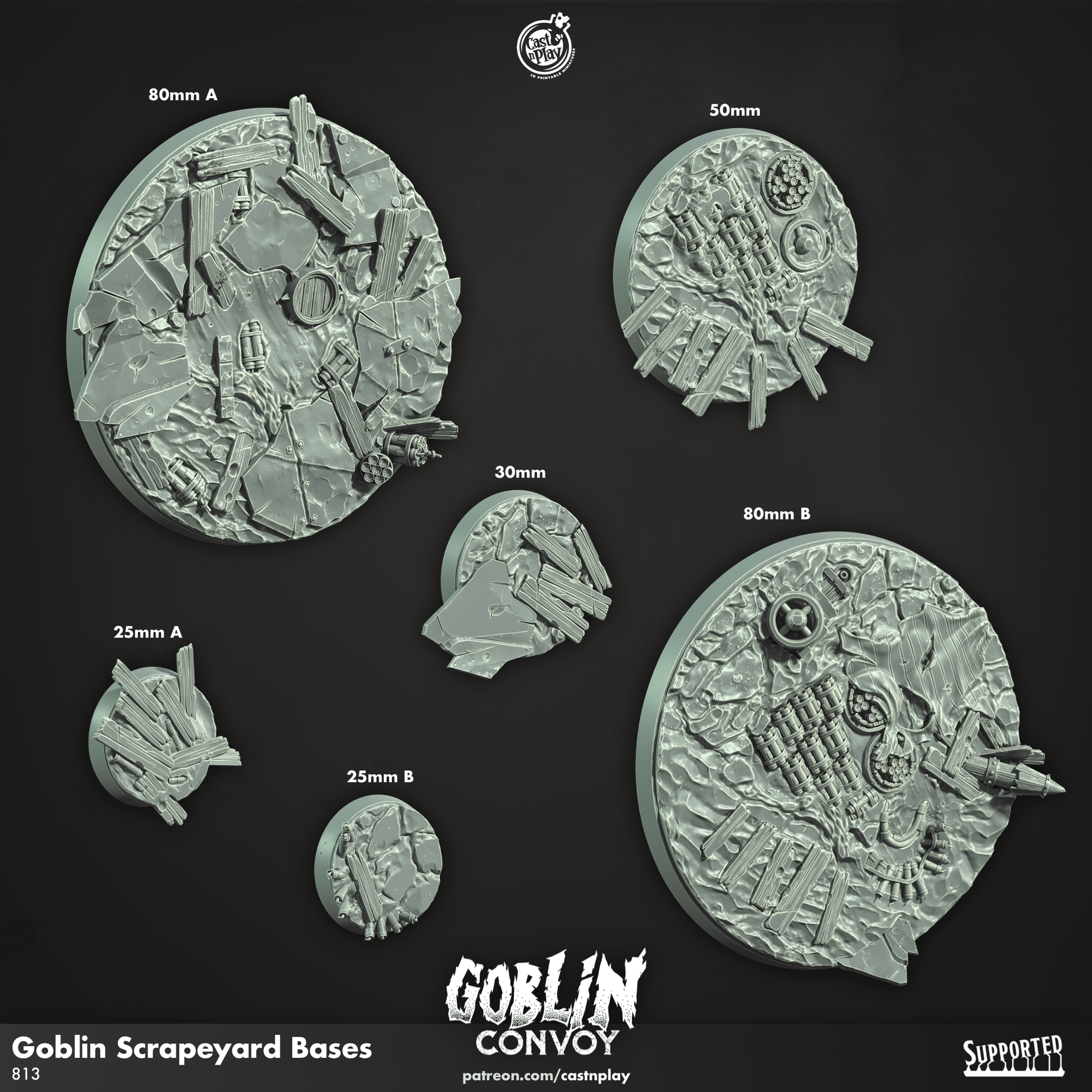 3D Printed Cast n Play Goblin Scrapeyard Bases The Goblin Convoy 28mm 32mm D&D - 3D Printing Boss 