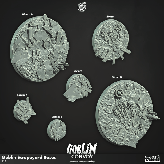 3D Printed Cast n Play Goblin Scrapeyard Bases The Goblin Convoy 28mm 32mm D&D - 3D Printing Boss 
