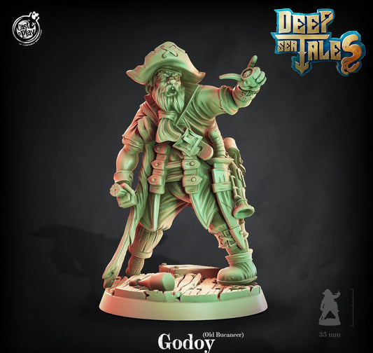 3D Printed Cast n Play Godoy Old Bucaneer Deep Sea Tales 28mm 32mm D&D - 3D Printing Boss 