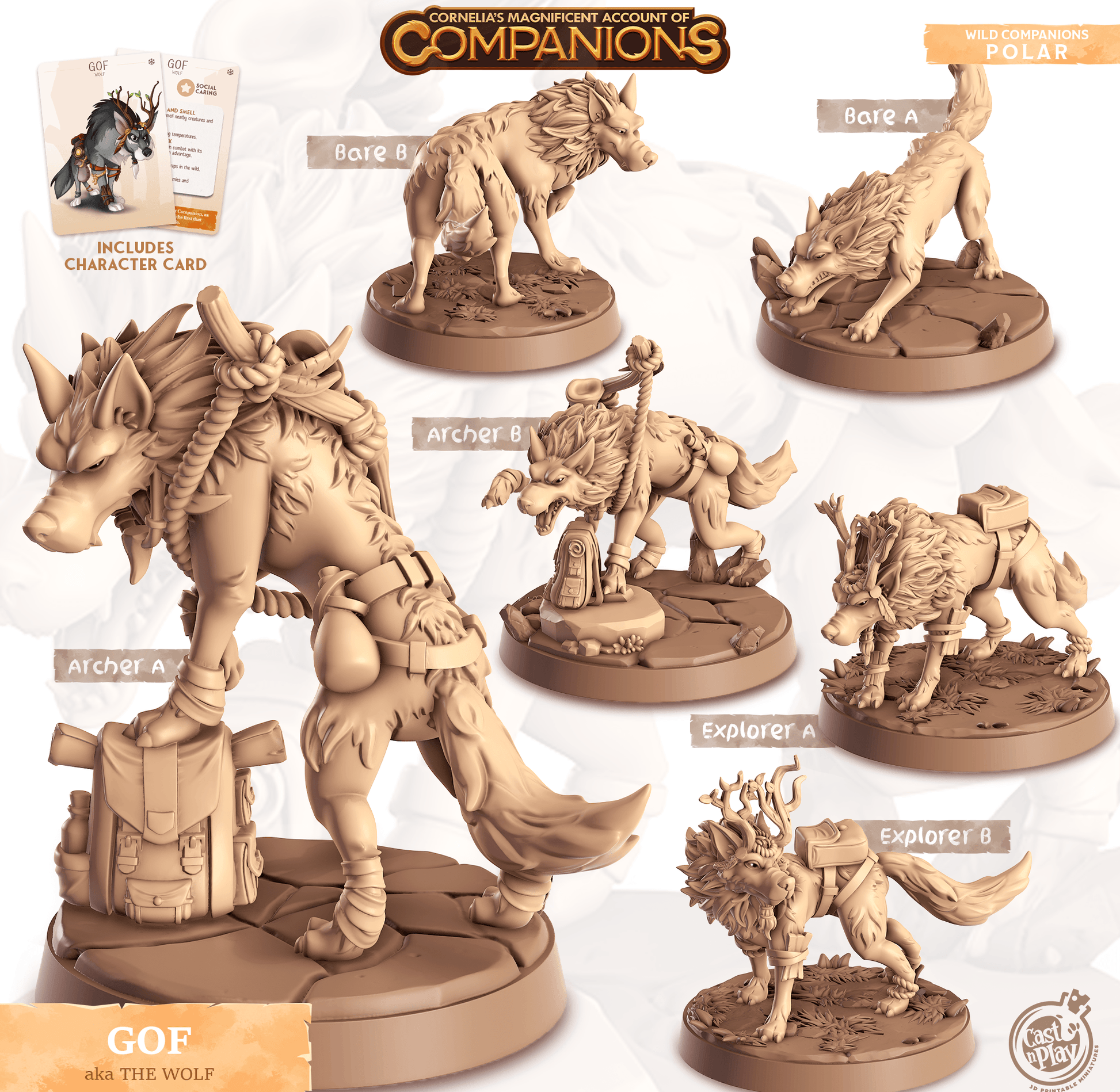 3D Printed Cast n Play Gof - The Wolf Companions 28mm 32mm D&D - 3D Printing Boss 