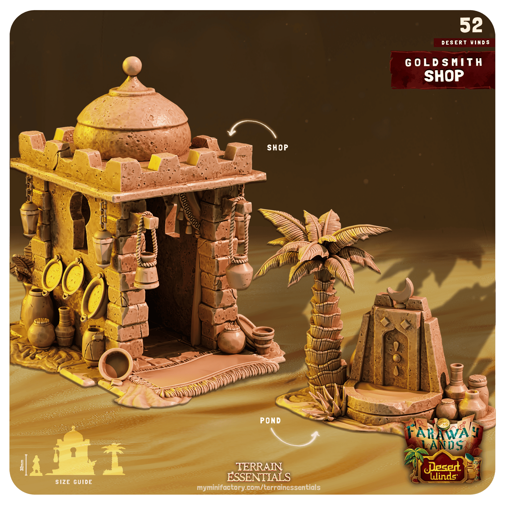 3D Printed Cast n Play Goldsmith Shop Desert Winds Terrain Set 28mm 32mm D&D - 3D Printing Boss 