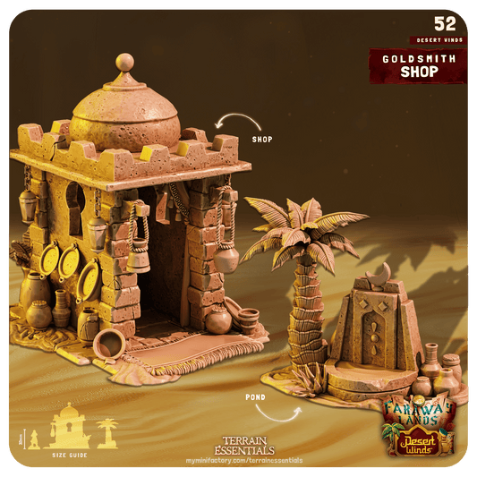 3D Printed Cast n Play Goldsmith Shop Desert Winds Terrain Set 28mm 32mm D&D - 3D Printing Boss 