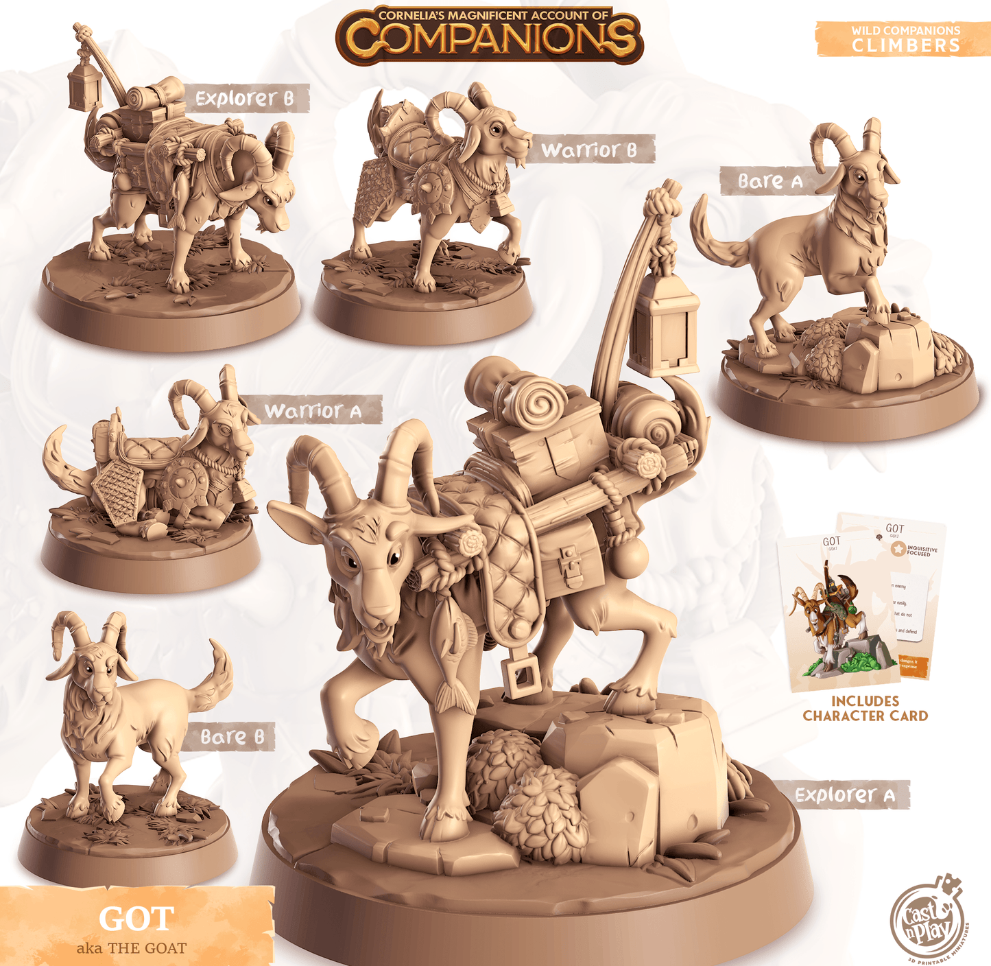 3D Printed Cast n Play Got - Goat Companions 28mm 32mm D&D - 3D Printing Boss 