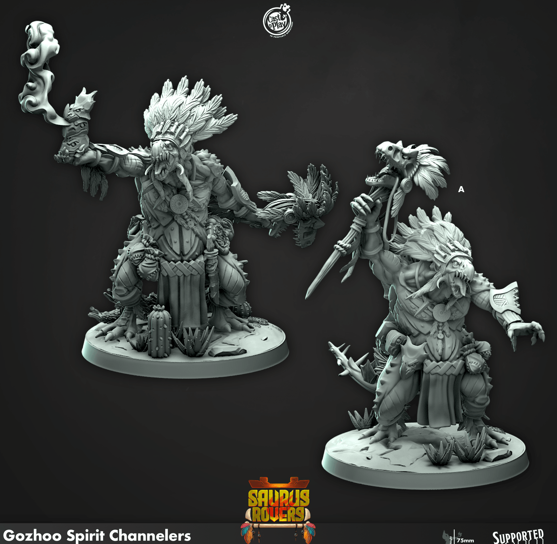 3D Printed Cast n Play Gozhoo Spirit Channelers Saurus Rovers Set 28mm 32mm D&D - 3D Printing Boss 