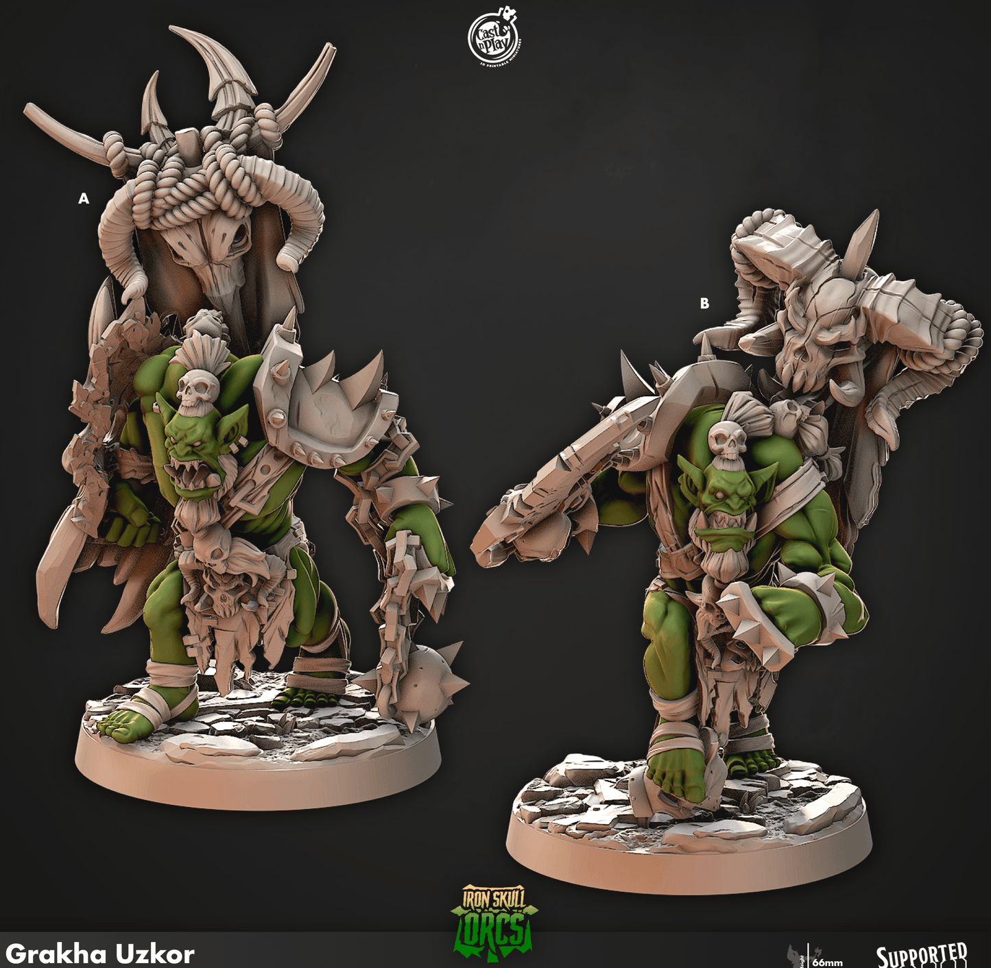 3D Printed Cast n Play Grakha Uzkor Iron Skull Orcs 28mm 32mm D&D - 3D Printing Boss 