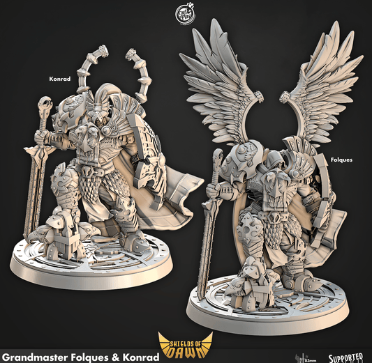 3D Printed Cast n Play Grandmaster Folques and Konrad Shields of Dawn 28mm 32mm D&D - 3D Printing Boss 