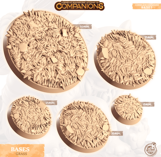 3D Printed Cast n Play Grass Bases Companion's Bases - Starter Pack Companions 28mm 32mm D&D - 3D Printing Boss 