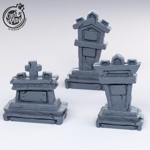 3D Printed Cast n Play Gravestones 28mm 32mm D&D - 3D Printing Boss 