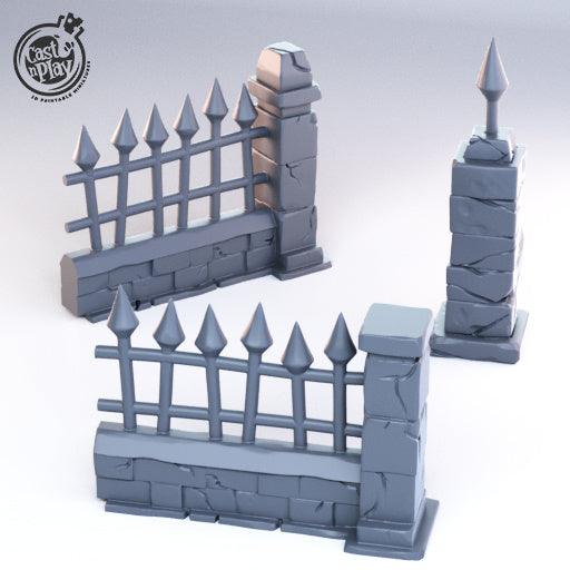 3D Printed Cast n Play - Graveyard Fences 28mm 32mm D&D - 3D Printing Boss 