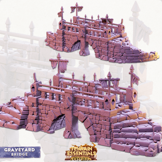 3D Printed Cast n Play Graveyard - Graveyard Bridge Set 28mm 32mm D&D - 3D Printing Boss 
