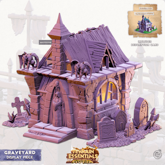 3D Printed Cast n Play Graveyard - Mausoleum Display Piece 28mm 32mm D&D - 3D Printing Boss 
