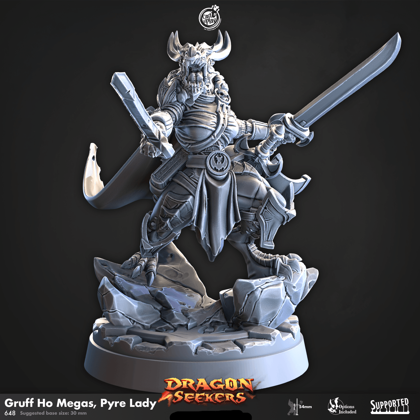 3D Printed Cast n Play Gruff Ho Megas, Pyre Lady Dragon Seekers 28mm 32mm D&D - 3D Printing Boss 