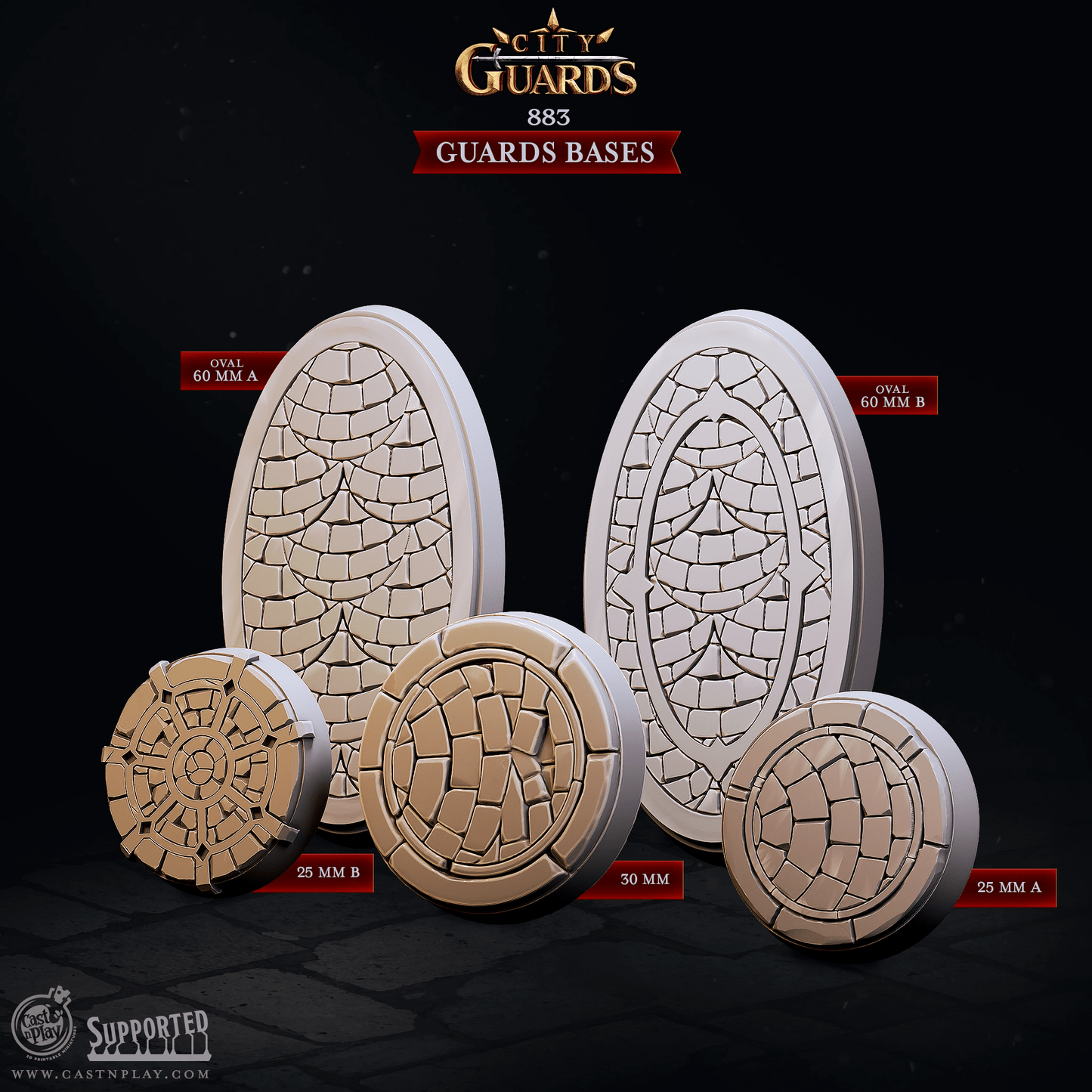 3D Printed Cast n Play Guards Bases City Guards Set 28mm 32mm D&D - 3D Printing Boss 
