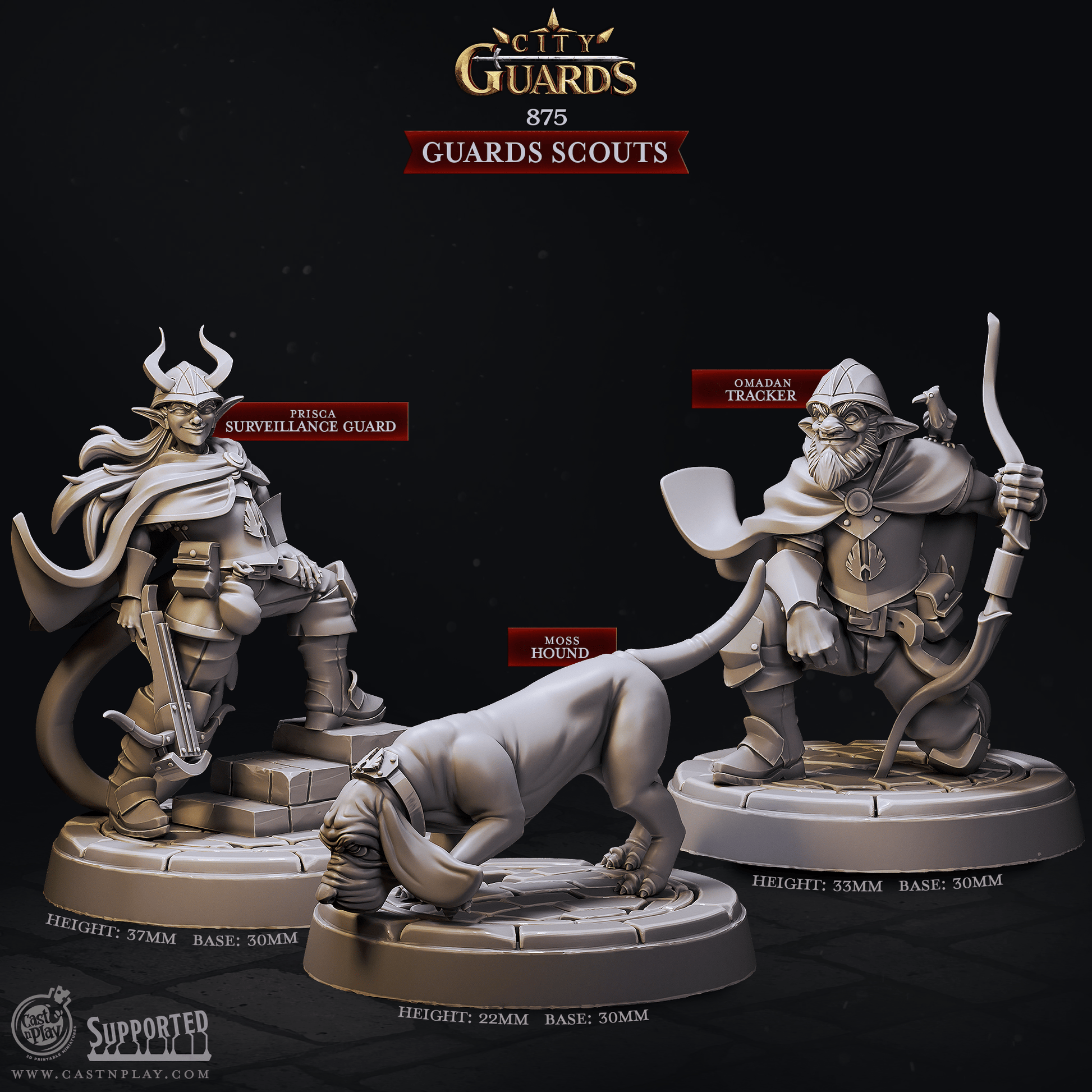 3D Printed Cast n Play Guards Scouts City Guards Set 28mm 32mm D&D - 3D Printing Boss 
