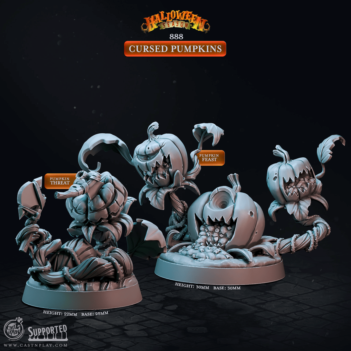 3D Printed Cast n Play Halloween Season Cursed Pumpkins 28mm 32mm D&D - 3D Printing Boss 