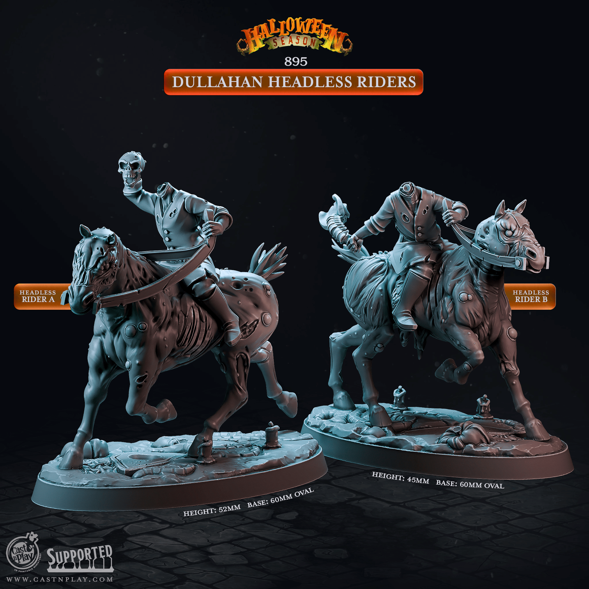 3D Printed Cast n Play Halloween Season Dullahan Headless riders 28mm 32mm D&D - 3D Printing Boss 