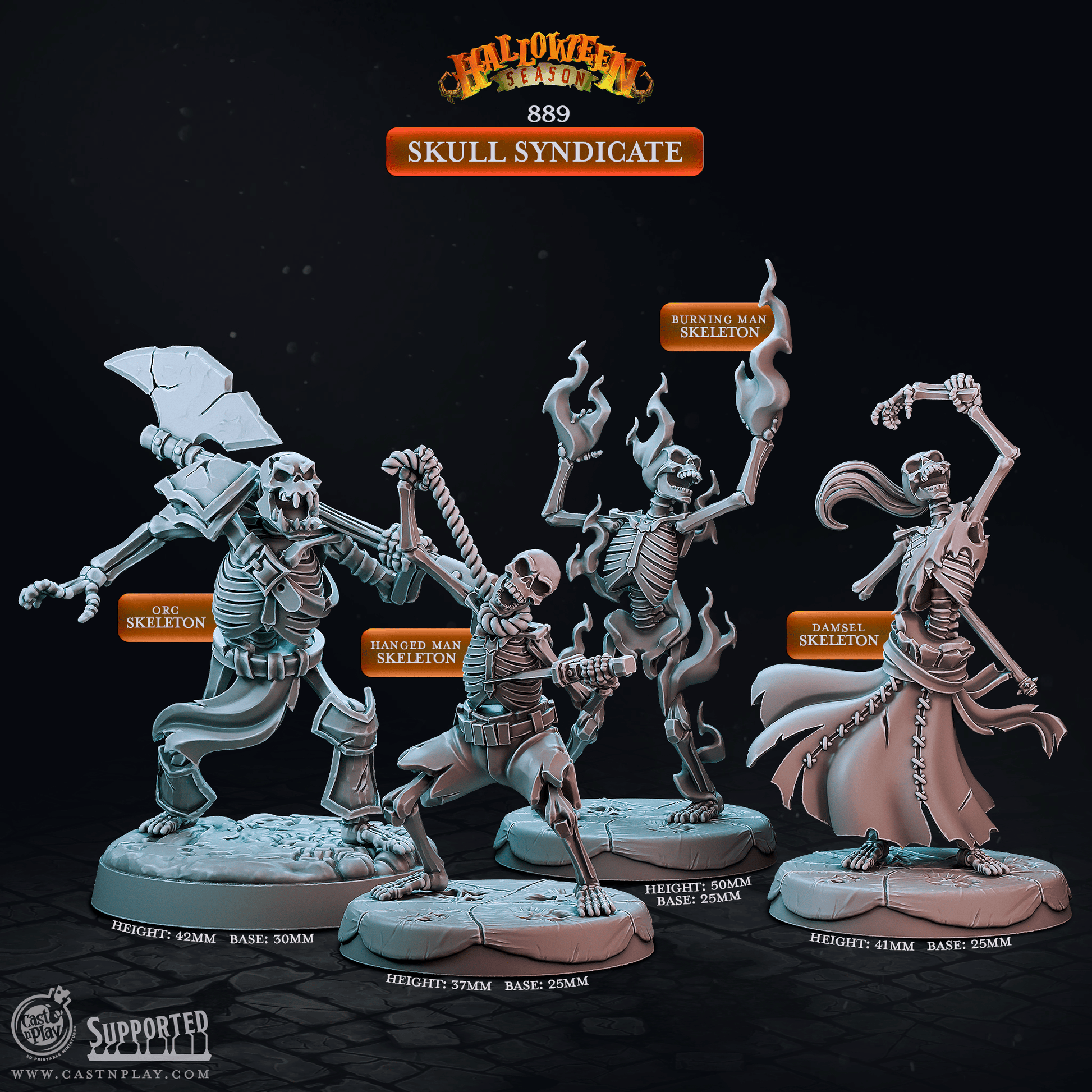 3D Printed Cast n Play Halloween Season Skull Syndicate 28mm 32mm D&D - 3D Printing Boss 