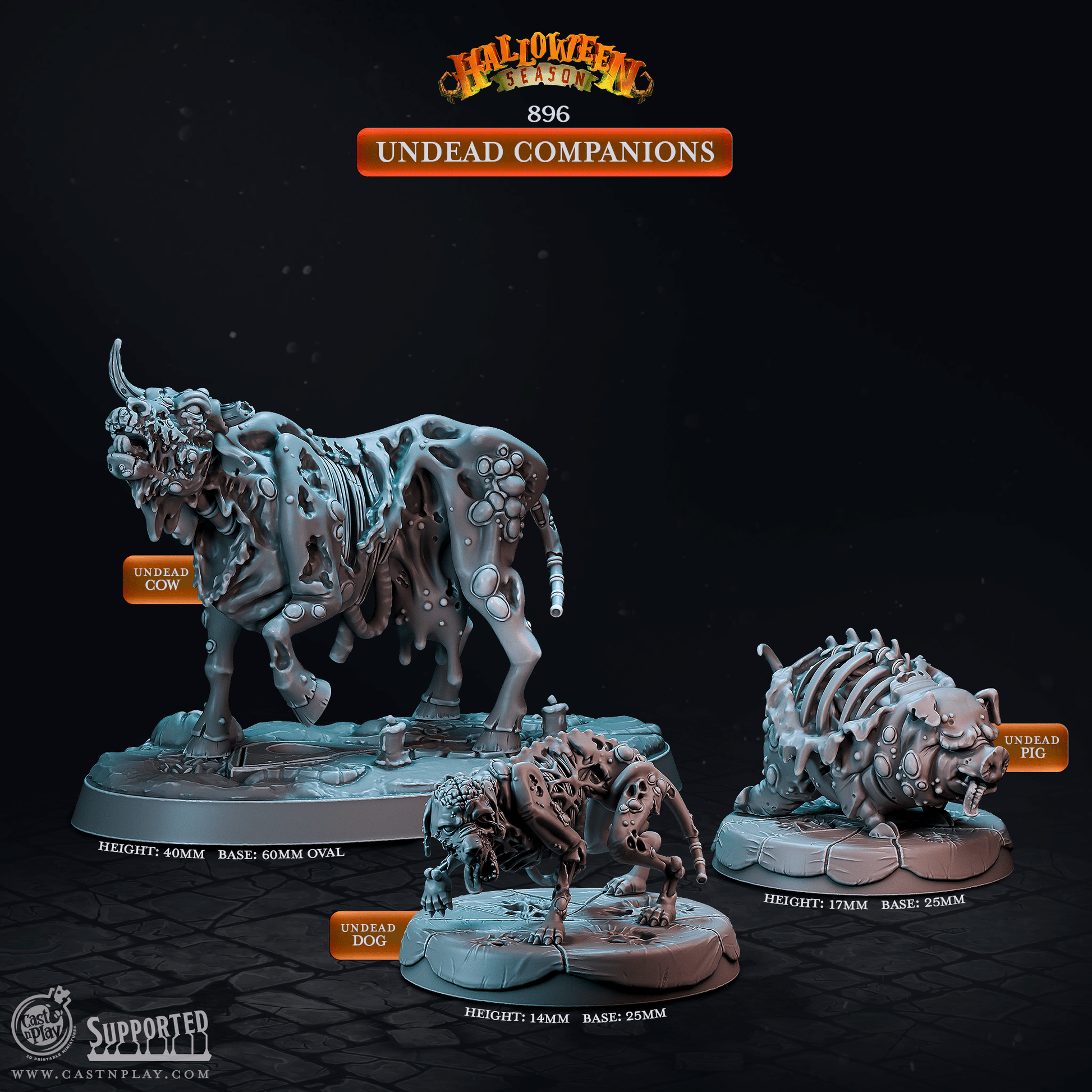 3D Printed Cast n Play Halloween Season Undead Companions 28mm 32mm D&D - 3D Printing Boss 