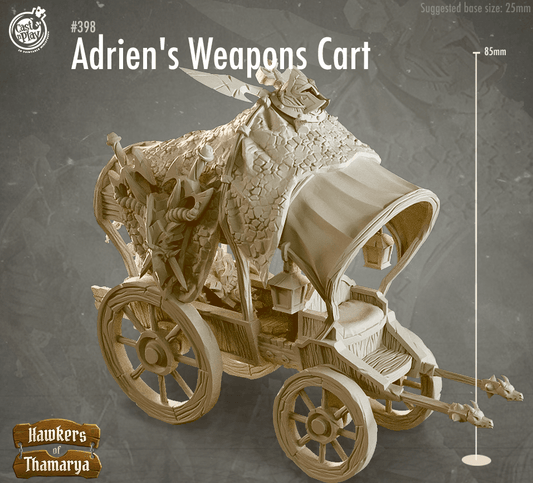 3D Printed Cast n Play Hawkers of Thamarya - Adrien's Weapon Cart 28mm 32mm D&D - 3D Printing Boss 